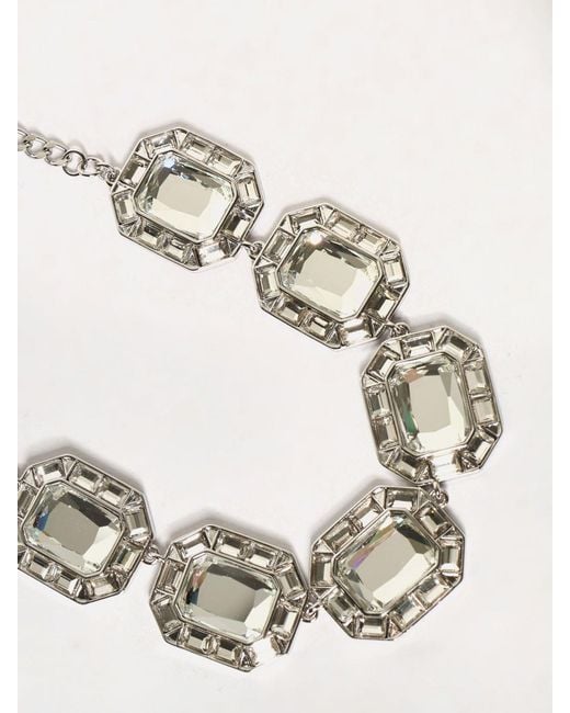 Self-Portrait Natural Square Crystal-Embellished Brass Choker Necklace