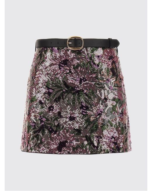 Self-Portrait Black Sequin Mini Skirt With Floral Motif