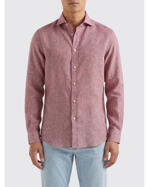 Brunello Cucinelli Red Linen Casual Shirt for men