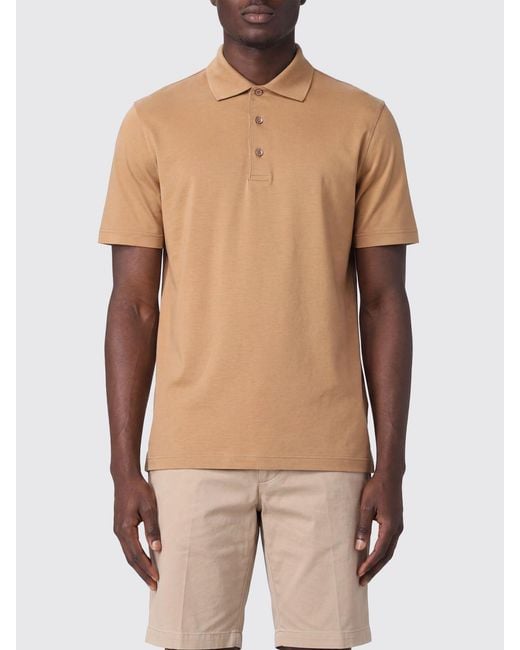 Herno Natural Short-Sleeved Cotton Polo Shirt With Classic Three-Button Collar for men