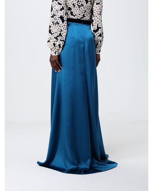 Valentino Blue Long Silk Skirt Valentina