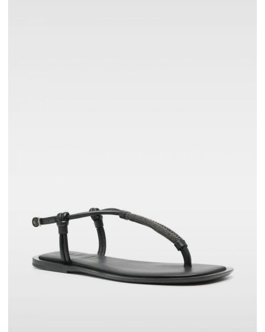 Brunello Cucinelli Black Flat Sandals