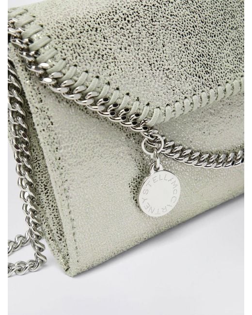Stella McCartney Gray Falabella Laminated Cracked Synthetic Suede Wallet