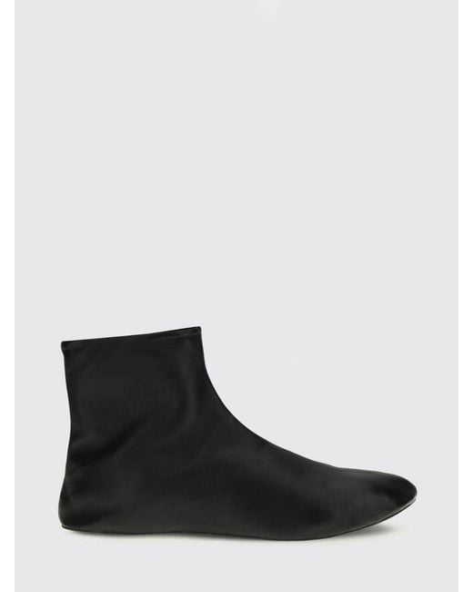 The Row Black Stella Leather Ankle Boots