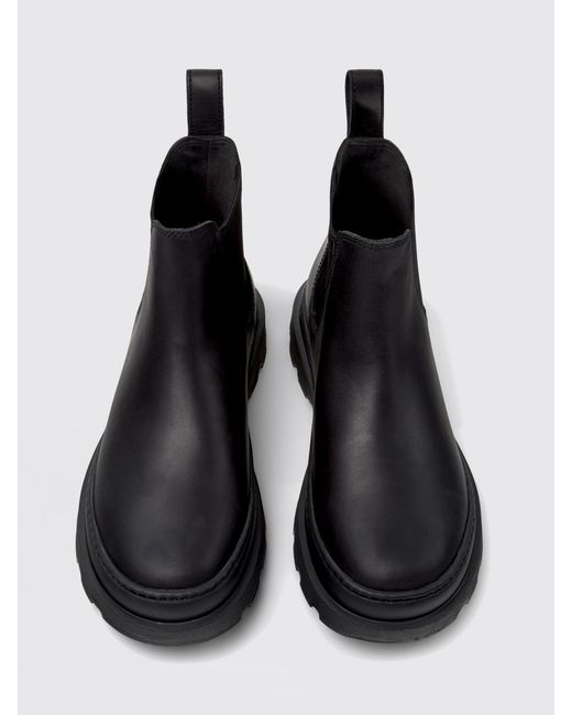 Camper Black Brutus+ Leather Ankle Boot