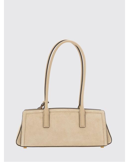 Michael Kors Natural Laila Suede Shoulder Bag With Logo Charm