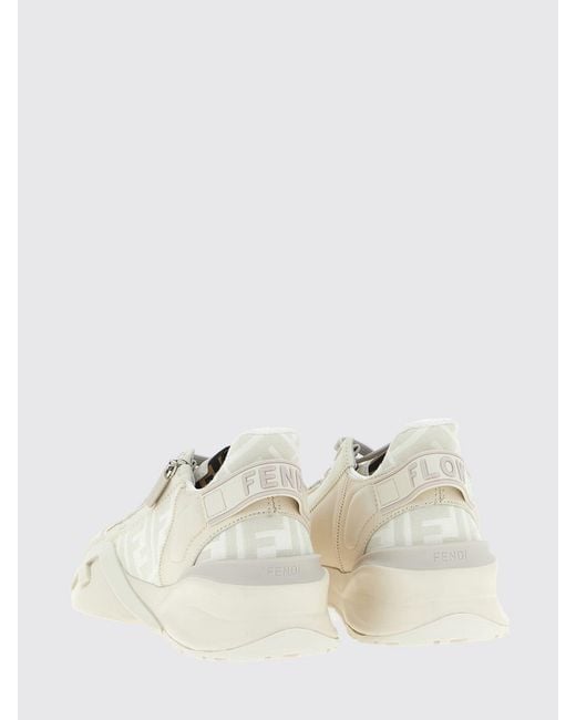 Fendi Natural Flow Leather And Cotton Blend Sneakers With Ff Jacquard Monogram for men
