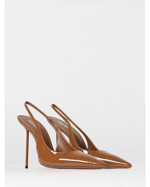 Paris Texas Brown Lidia Patent Leather Slingback Pumps