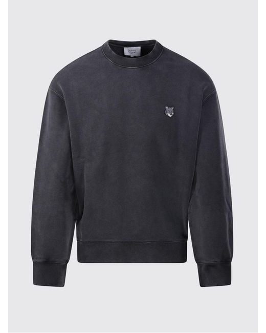 Maison Kitsuné Blue Maison KitsunÉ Cotton Crew-Neck Sweatshirt With Embroidered Chillax Fox Logo for men