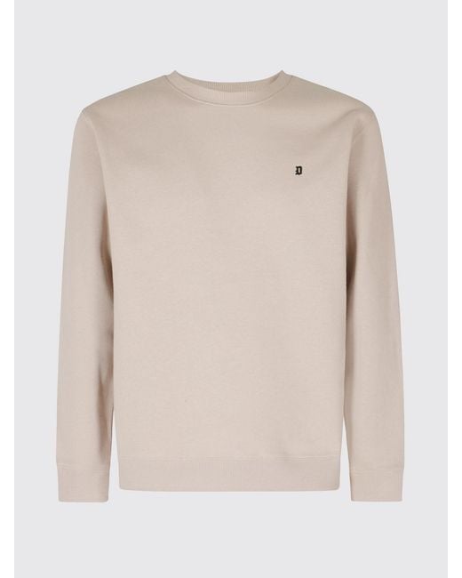 Dondup Blue Cotton Crewneck Jumper With Contrast Logo for men