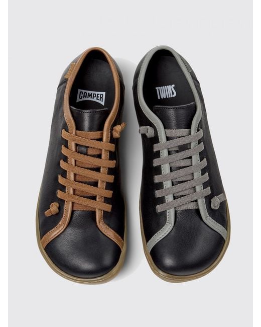 Camper Black Twins Vegetable-Tanned Leather Sneakers