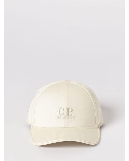 C P Company Natural Cotton Hat With Embroidered Logo for men