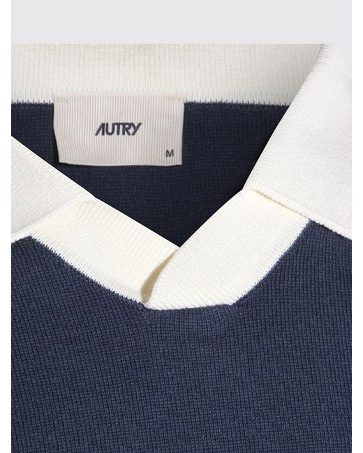 Autry Blue Cotton Blend Polo Shirt With Logo for men