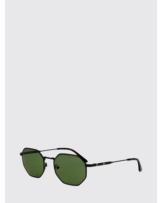 Lacoste Green Metal Aviator Sunglasses With Monogram And Adjustable Nose Pads for men