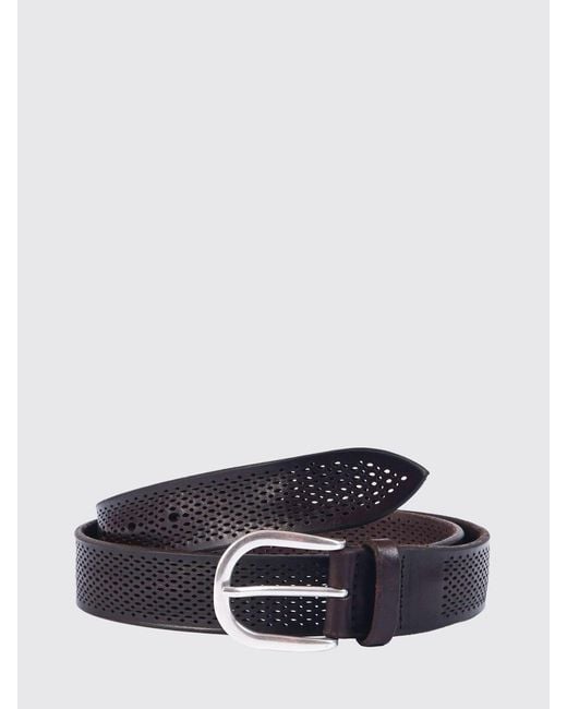 Orciani Brown Perforated Leather Belt for men