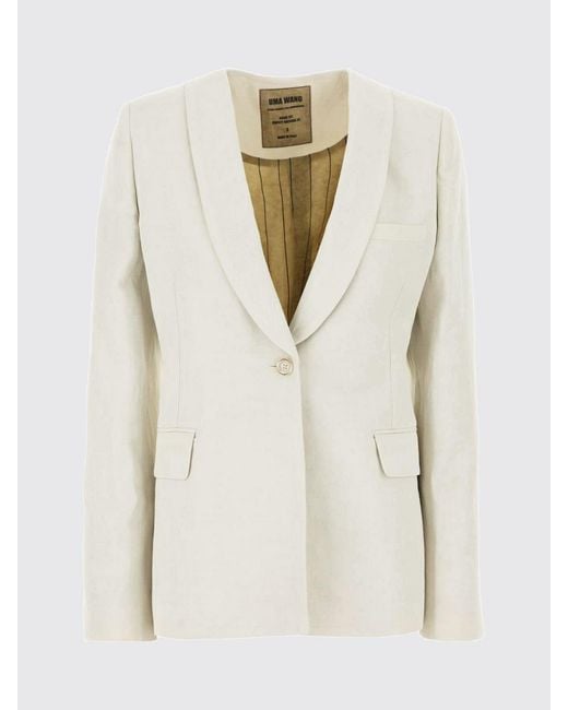 Uma Wang Natural Single-Breasted Linen Blend Blazer