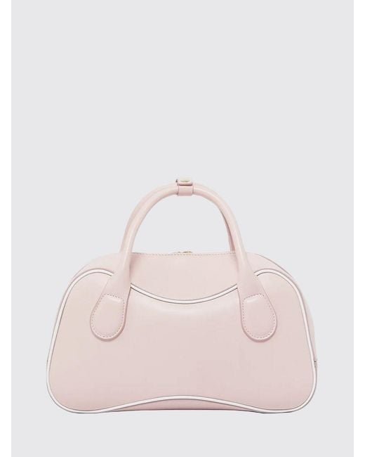Casablanca Pink Smooth Leather Bowling Bag With Double Handle And Zip Closure