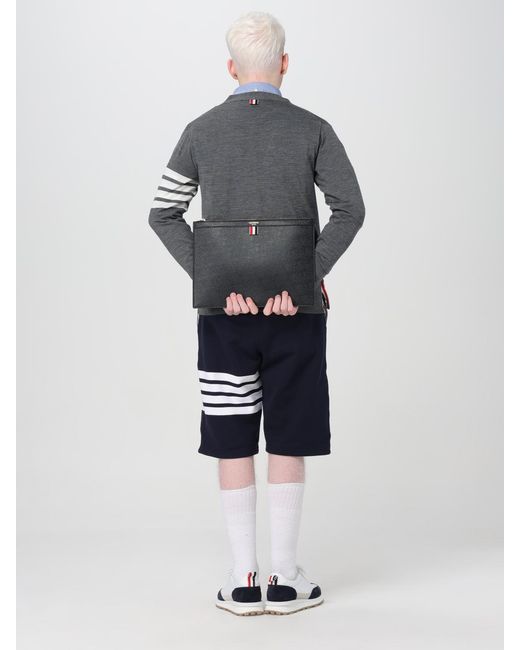 Thom Browne Gray Ribbed Wool Crewneck Sweater for men