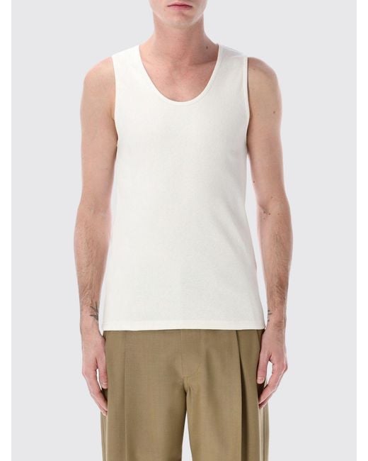 Lemaire White Stretch Cotton And Linen Tank Top for men