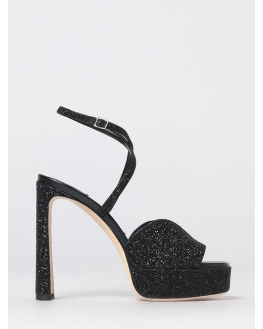 Jimmy Choo Black Karli Platform Glitter Fabric Sandal