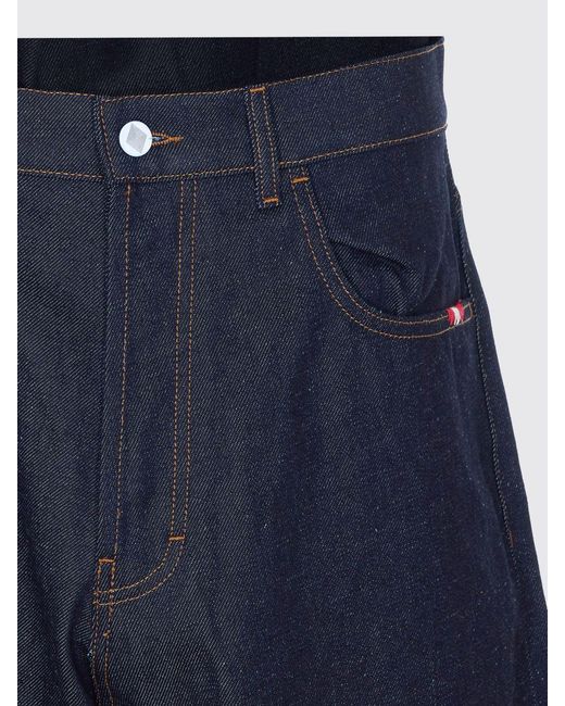 AMISH Blue Five-Pocket Knee-Length Denim Bermuda Shorts With Belt Loops for men