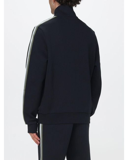 Paul Smith Blue Organic Cotton Zip Sweatshirt With High Neck And Side Bands for men