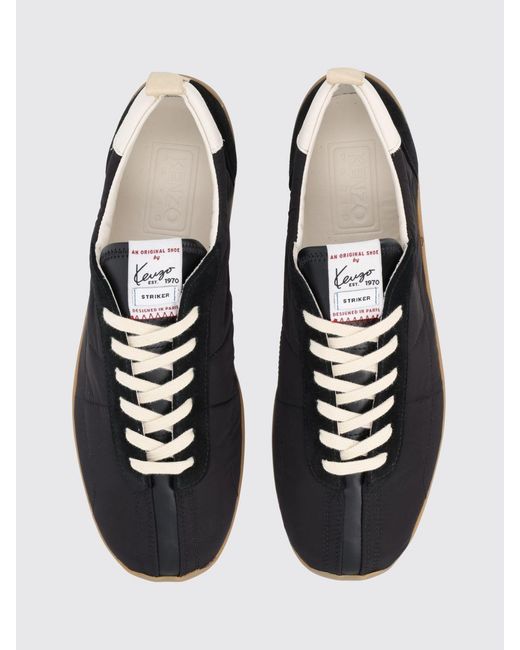 KENZO White Striker Bicolor Nylon Lace-Up Sneakers With Round Toe for men