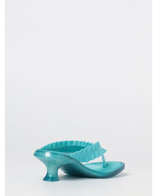 Melissa X Ganni Blue Ruched Pvc Thong Sandals With Low Heel