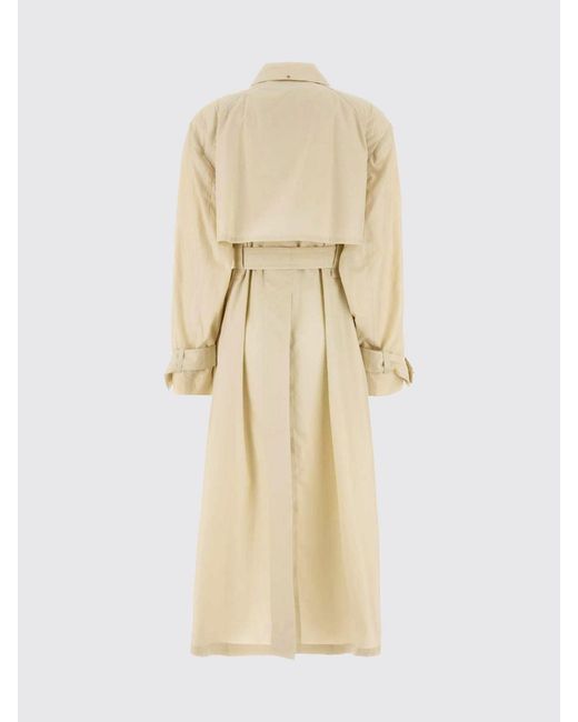 Sportmax Natural Double-Breasted Cotton Blend Trench Coat