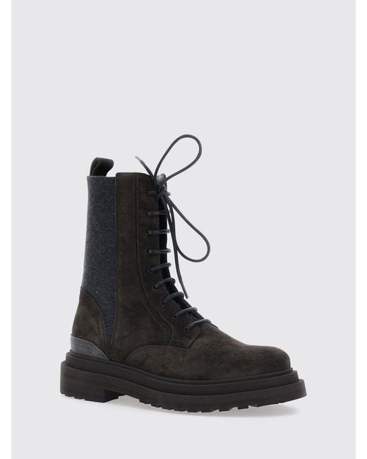 Brunello Cucinelli Black Flat Ankle Boot
