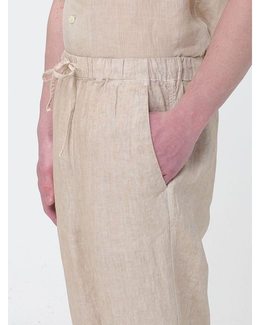 120% Lino Natural Linen Drawstring Trousers for men