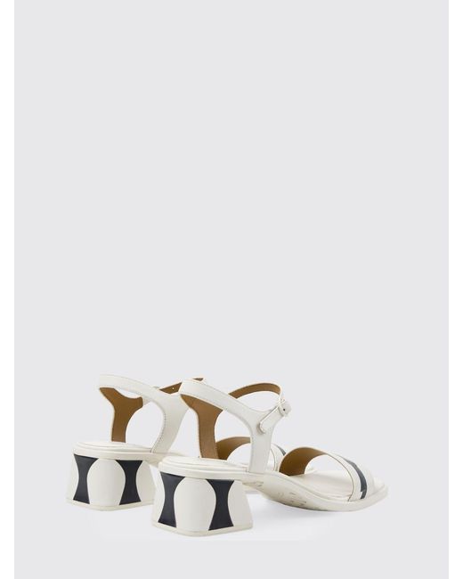 Camper White Kora Trompe-L'Œil Print Leather Sandals