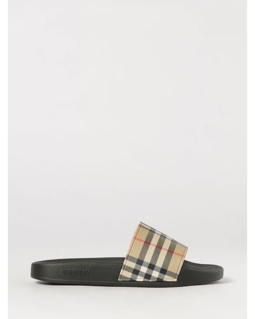 Burberry White Vintage Check Rubber Slides for men