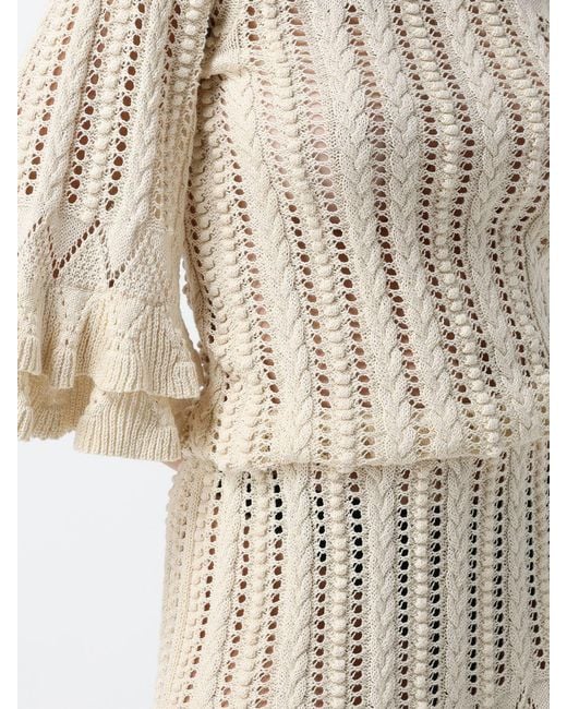 Isabel Marant White Mini Knit Cotton Dress With Ruffles And Short Sleeves
