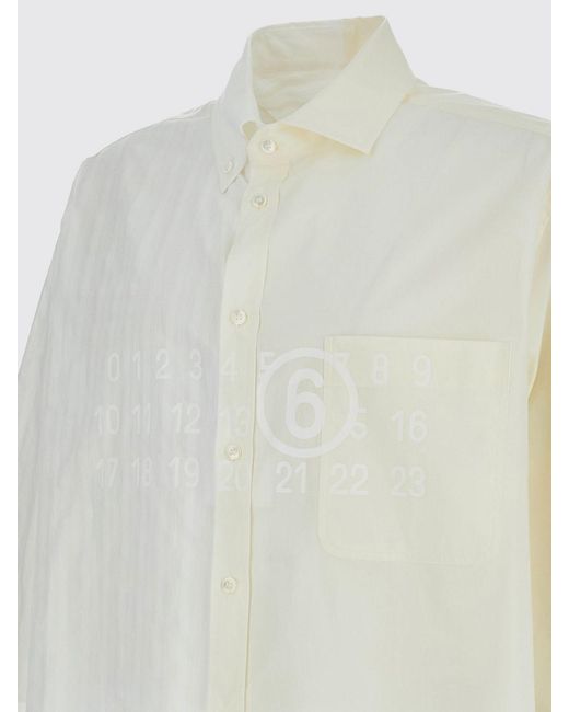 MM6 by Maison Margiela White Patchwork Cotton Shirt for men