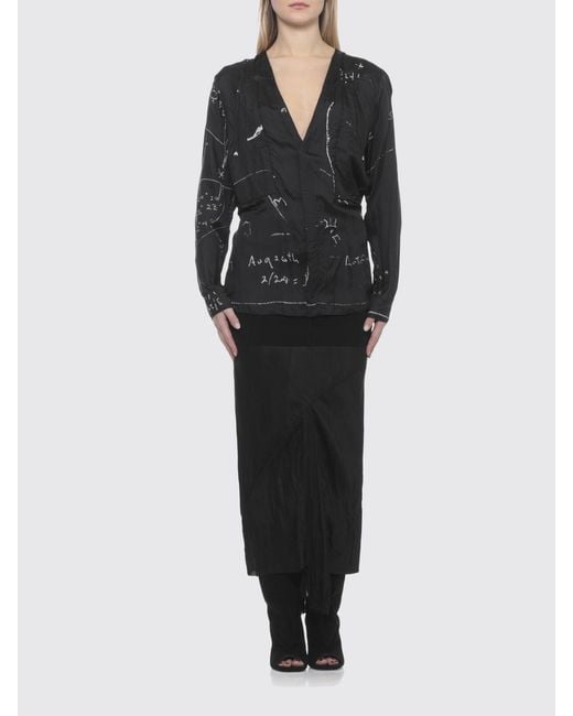 Rick Owens Black Printed Cotton Blend Shirt
