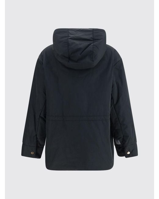 Max Mara Blue Short Technical Fabric Parka With Hood And Drawstring