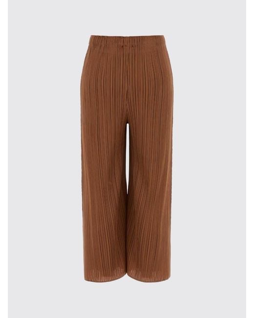 Pleats Please Issey Miyake Brown Cropped Pleated Crêpe Trousers