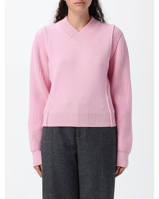 Marni Pink V-Neck Relaxed Fit Sweater