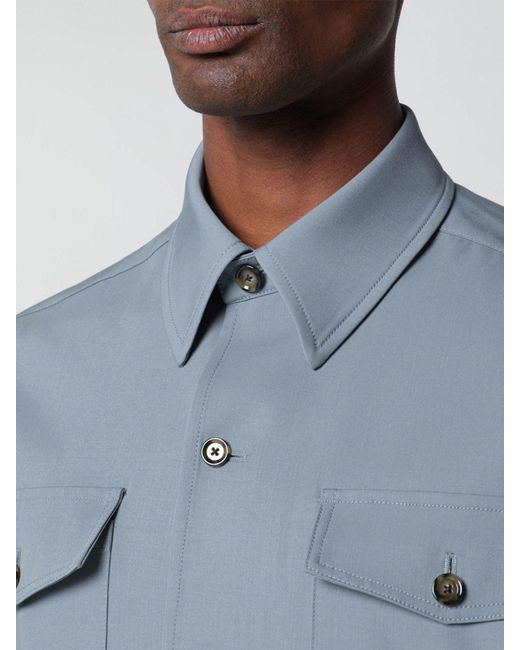 Lardini Blue Virgin Wool Overshirt for men