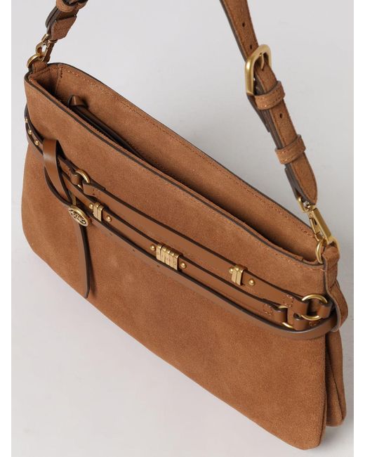 Pinko Brown Suede Bag With Micro Studs