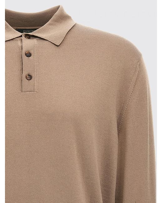 Zanone Natural Virgin Wool Knit Polo Shirt for men
