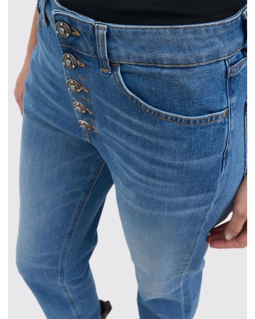 Vaqueros Koons De Corte Cropped En Denim Elástico Dondup de color Blue