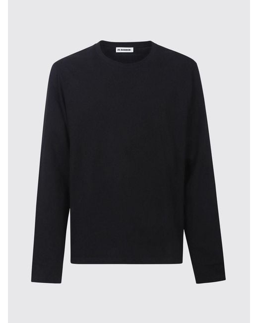 Jil Sander Blue Long-Sleeved Cotton T-Shirt With Crew Neck for men
