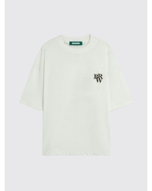 Barrow White Printed Cotton T-Shirt for men