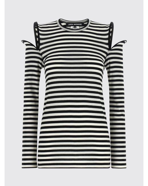 Junya Watanabe Blue Slim Fit Striped Cotton Long-Sleeved Top With Cut-Outs