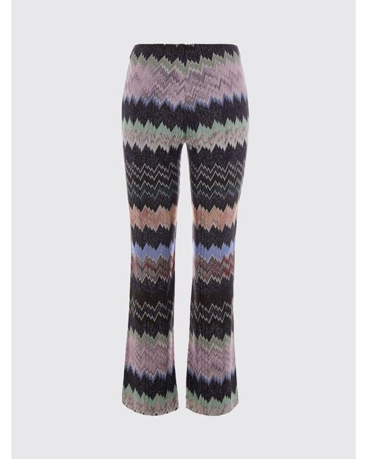 Missoni Black Viscose Lurex Trousers With Zig-Zag Motif