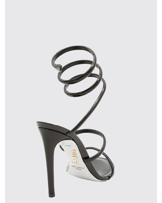 Rene Caovilla White Cleo Patent Leather Snake-Coil Sandals With Stiletto Heel