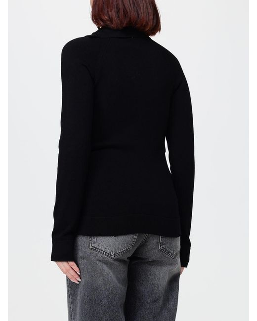 Dondup Black Slim Fit Viscose Turtleneck Jumper With Shoulder Buttons