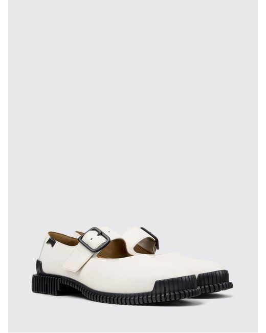 Camper White Pix Leather Ballet Flats
